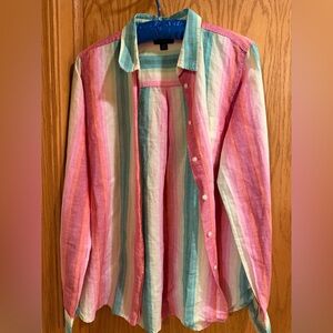 J. Crew Multicolor Pastel Stripe Button-Up Shirt